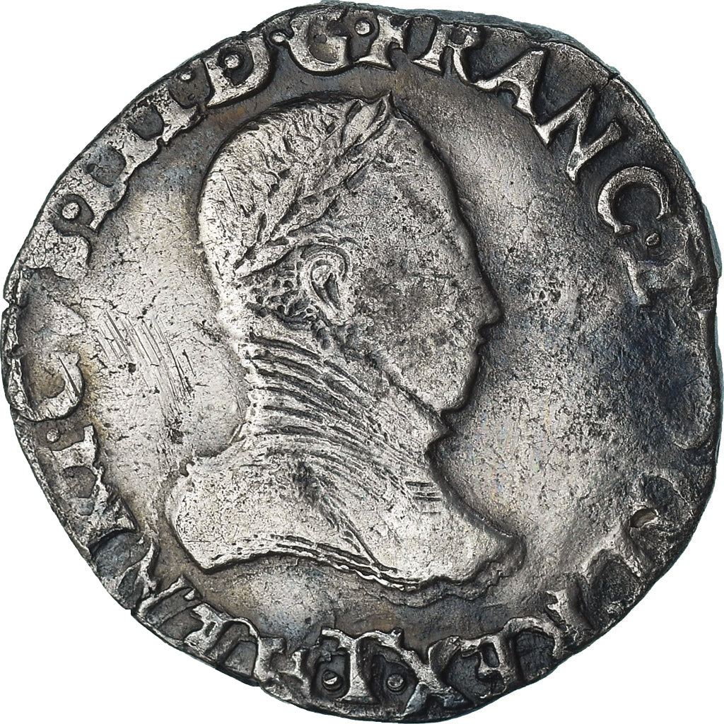 France, Henri III, Teston, 4e type au col plat, 1575, Nantes, VF(20-25), Silver