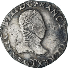 France, Henri III, Teston, 4e type au col plat, 1575, Nantes, VF(20-25), Silver