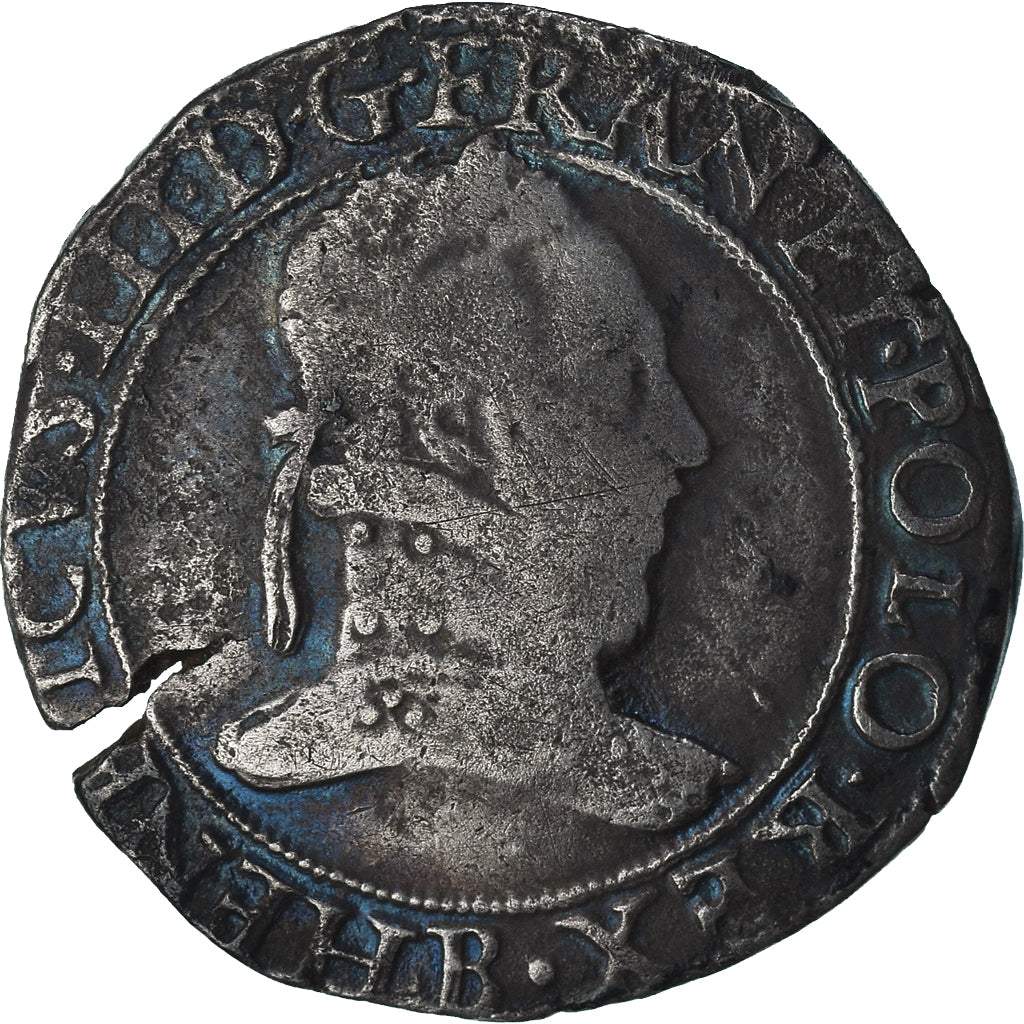 Frankrijk, Henri III, Franc au Col Plat, 1577, Rouen, FR+, Zilver, Gadoury:496