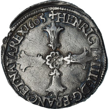 France, Henri IV, 1/4 Ecu, 1605, Nantes, 3rd type, VF(30-35), Silver