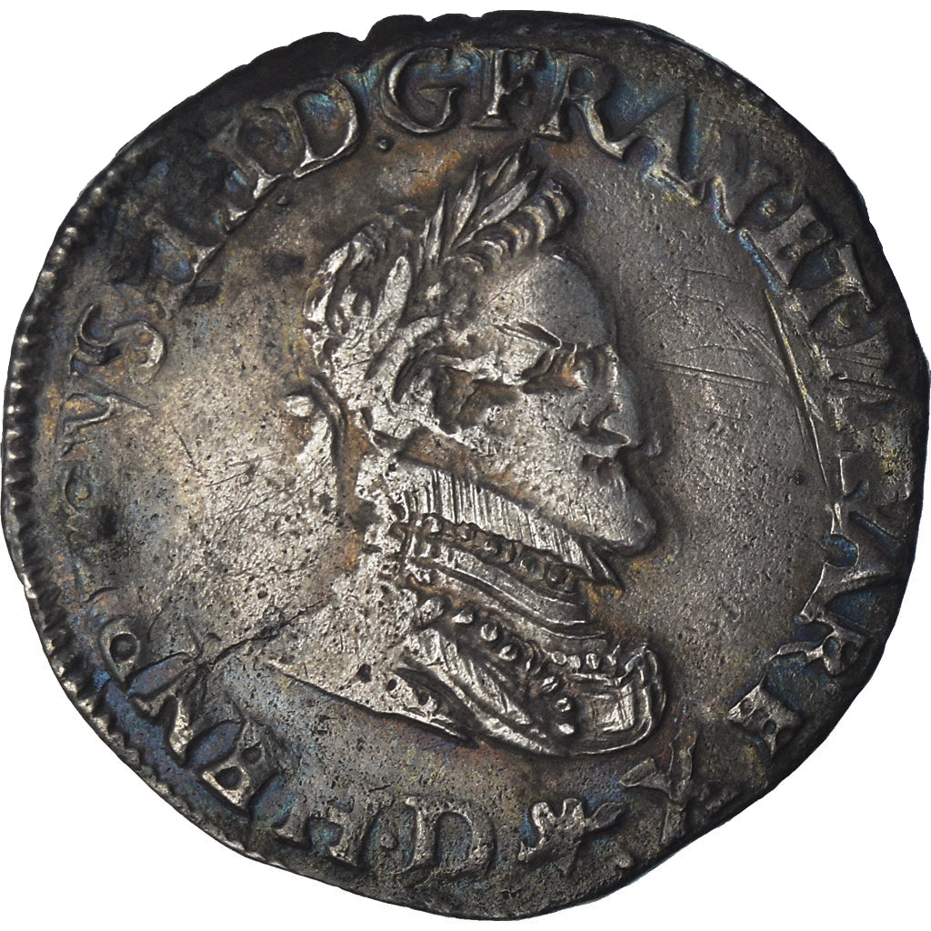 France, Henri IV, 1/2 Franc, 1603, Lyon, AU(50-53), Silver, Gadoury:590