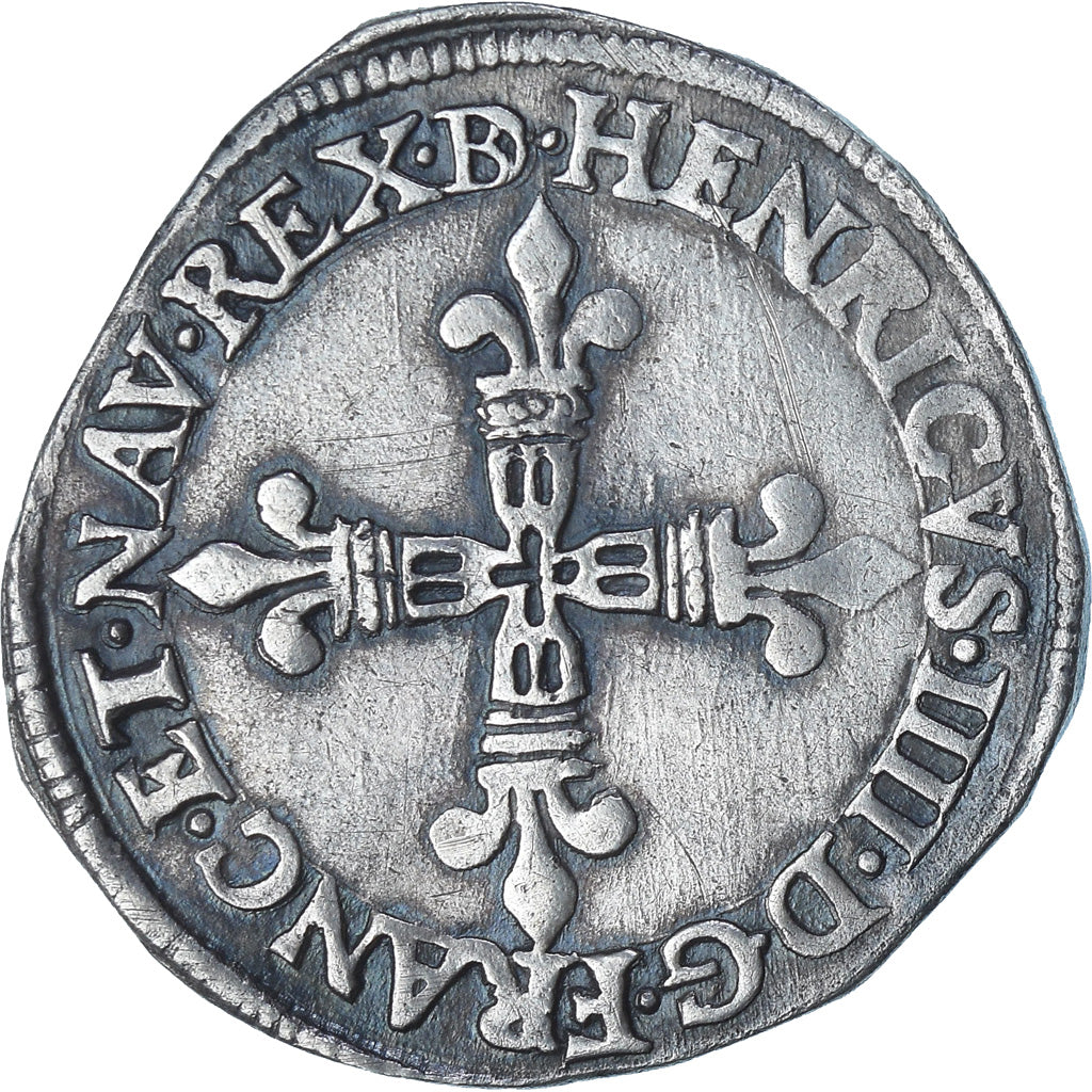 Francia, Henri IV, 1/4 Ecu de Béarn, 1596, Morlaas, MB+, Argento, Gadoury:603
