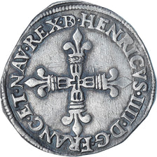 Francia, Henri IV, 1/4 Ecu de Béarn, 1596, Morlaas, MB+, Argento, Gadoury:603