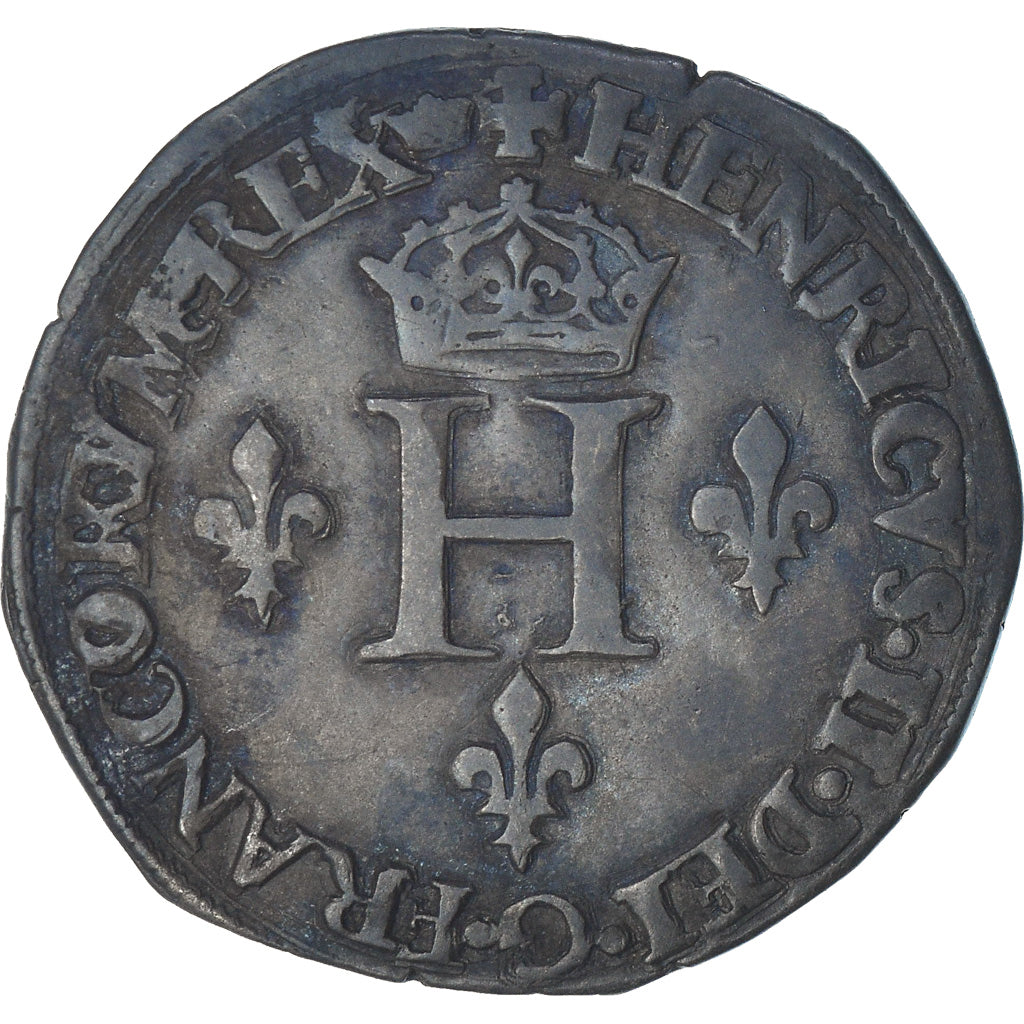 France, Henri II, Double Sol Parisis, 1550, Paris, VF(30-35), Billon