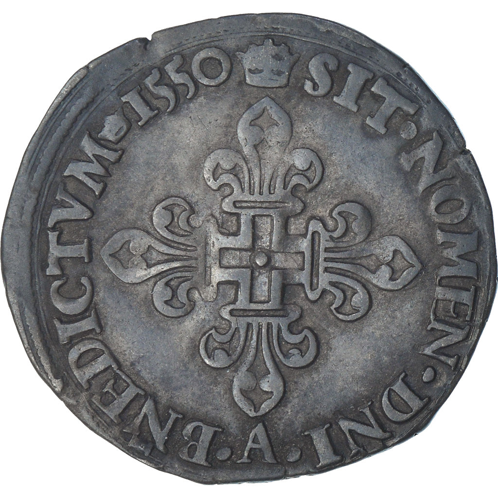 France, Henri II, Double Sol Parisis, 1550, Paris, VF(30-35), Billon