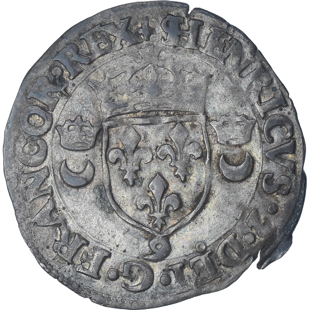 Francja, Henri II, Douzain aux croissants, 1551, Rennes, VF(30-35), Bilon