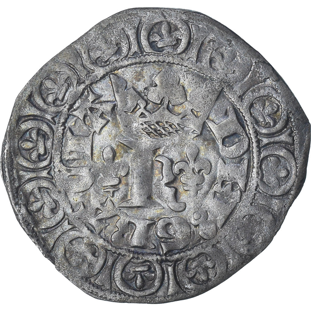 France, Charles V, Blanc au K, 1364-1380, VF(30-35), Silver, Duplessy:363
