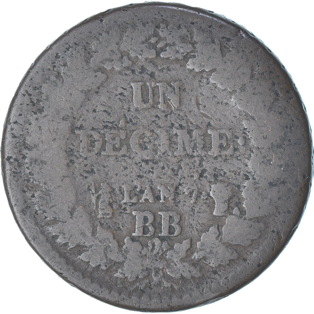Frankreich, Dupré, 1 Décime, AN 7, Strasbourg, SGE+, Kupfer, Gadoury:187