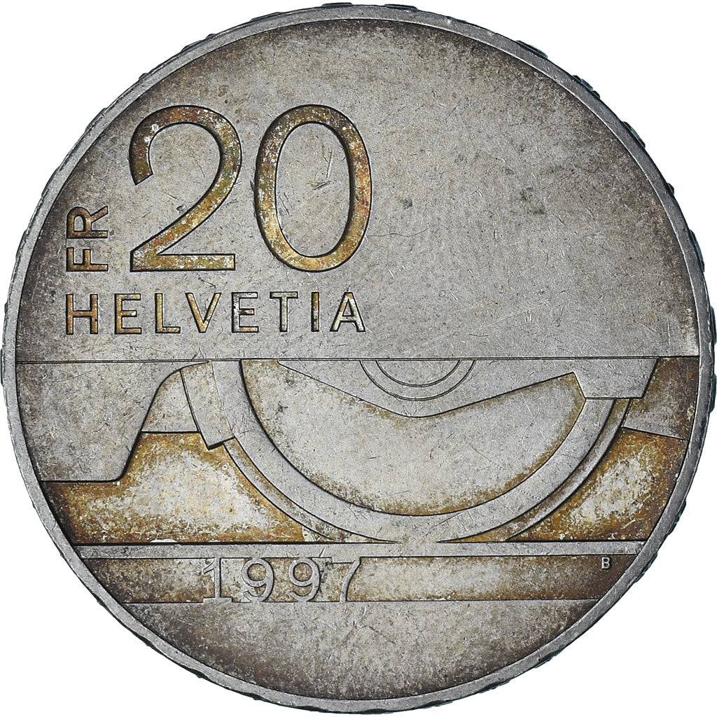 Switzerland, 150 ans rail suisse, 20 Francs, 1997, Bern, BE, MS(60-62), Silver