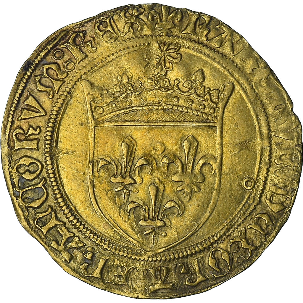 Francia, Charles VIII, Écu d'or au soleil, 1494-1498, Poitiers, Oro, MBC+