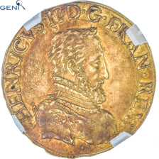 Francja, Henri II, Henri d'or, 1557, La Rochelle, Złoto, GENI
