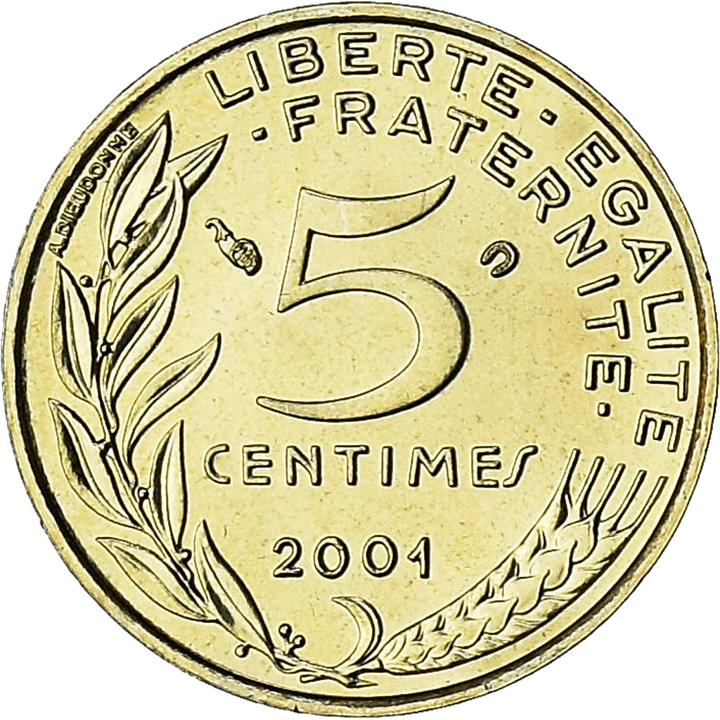 France, Marianne, 5 Centimes, 2001, Paris, Série FDC.BU, MS(65-70)