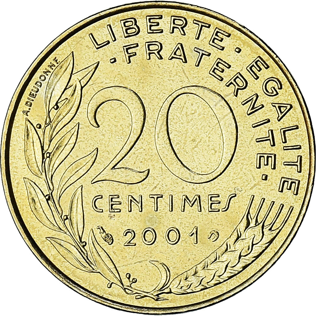 Francia, Marianne, 20 Centimes, 2001, Paris, Série FDC.BU, FDC