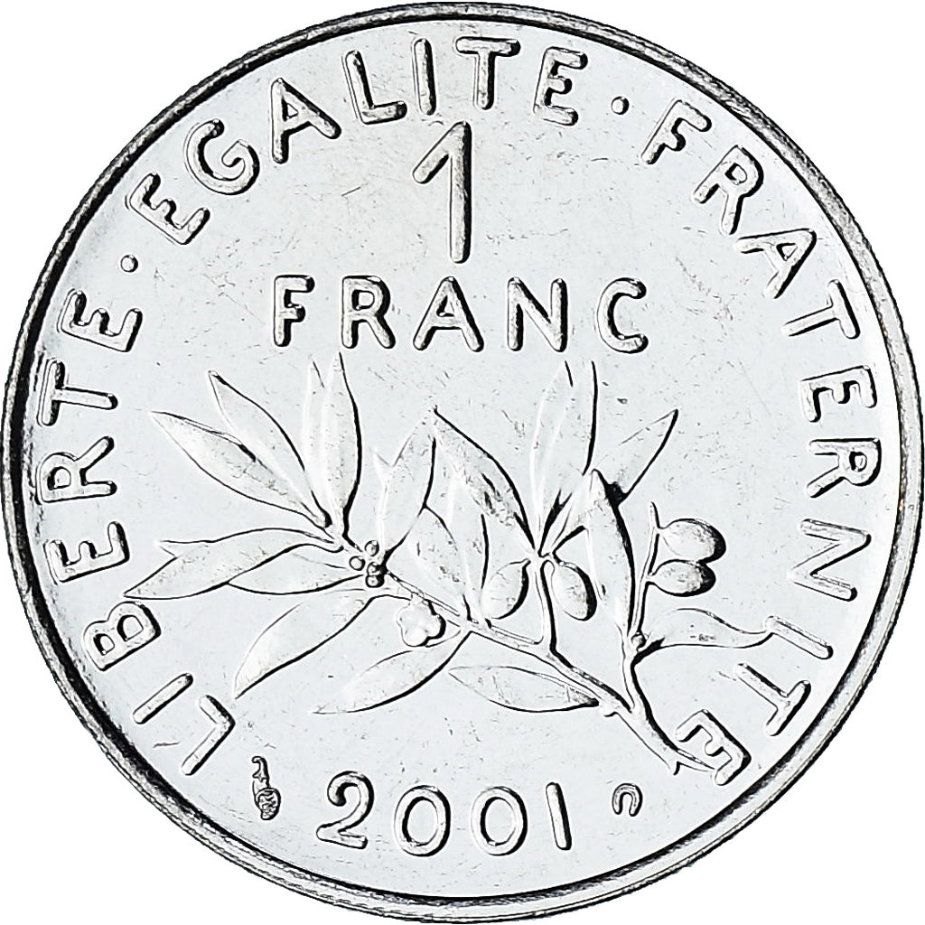 Frankreich, Semeuse, 1 Franc, 2001, Paris, Série FDC.BU, STGL, Nickel