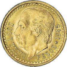 Mexico, 2-1/2 Pesos, 1945, Mexico City, MS(64), Gold, KM:463