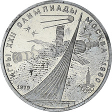 Rusia, 1980 Olympics - Sputnik and Soyuz Monument, Rouble, 1979, Proof, SC