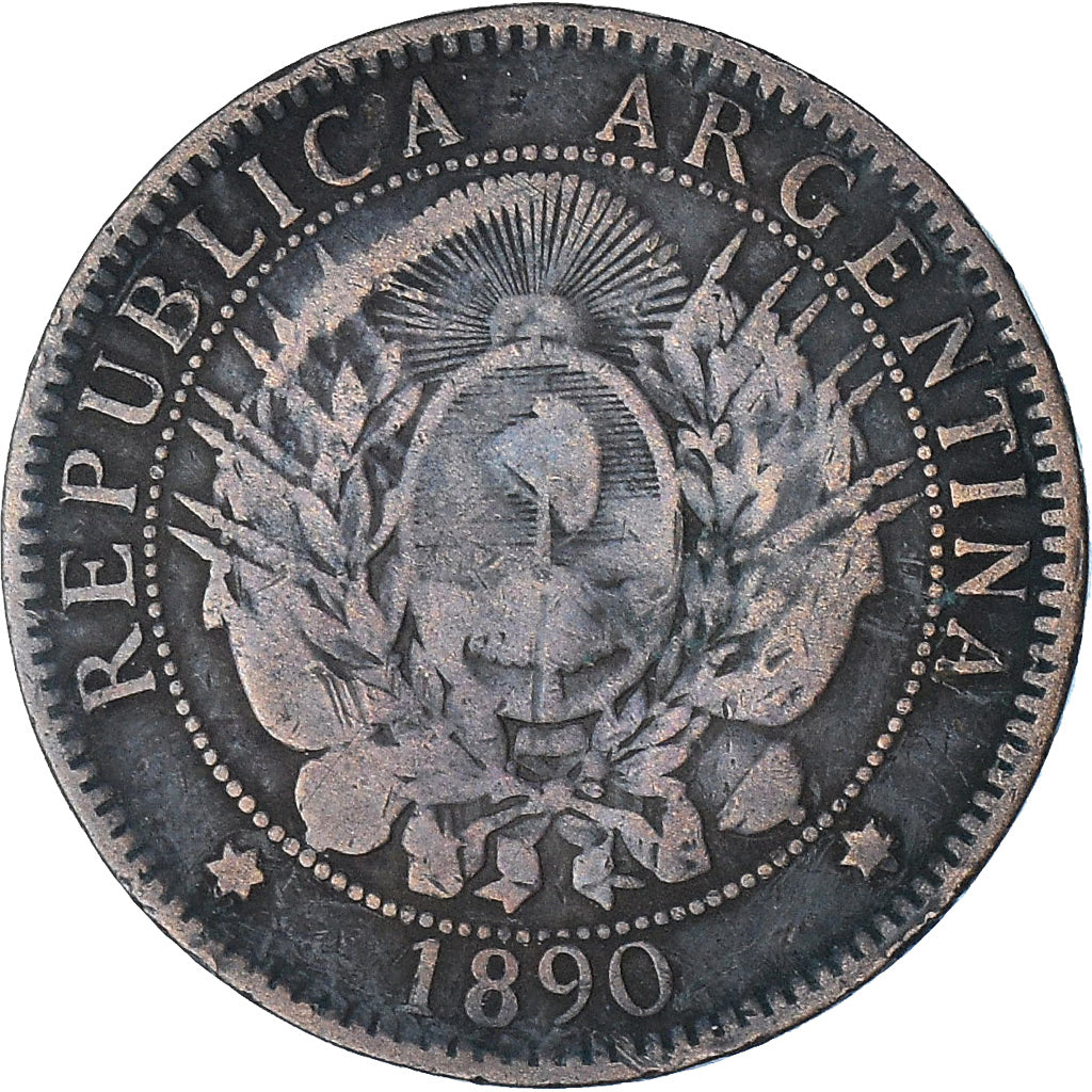 Argentinië, 2 Centavos, 1890, ZF, Bronzen, KM:33
