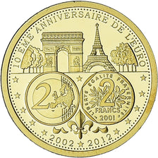 France, Medal, 10ème Anniversaire de l'Euro, 2012, MS(65-70), Gold