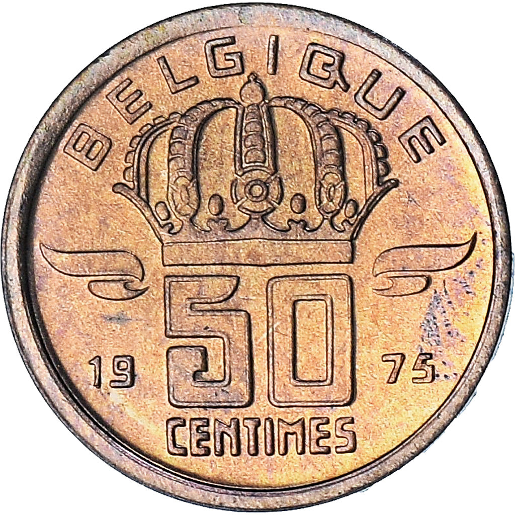 Belgia, Baudouin I, 50 Centimes, 1975, MS(65-70), Brązowy, KM:144