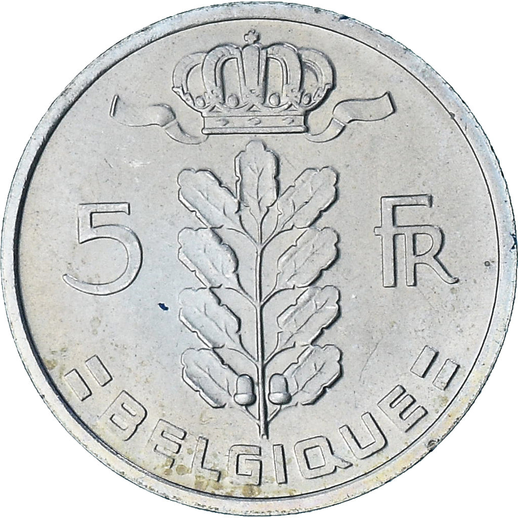 Bélgica, Baudouin I, 5 Francs, 5 Frank, 1975, FDC, Cobre - níquel, KM:134