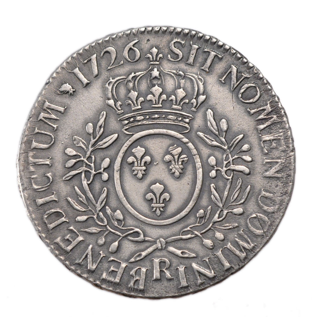 FRANCE, Écu aux branches d'olivier, ECU, 1726, Orl, KM #486.18, AU(50-53), ...