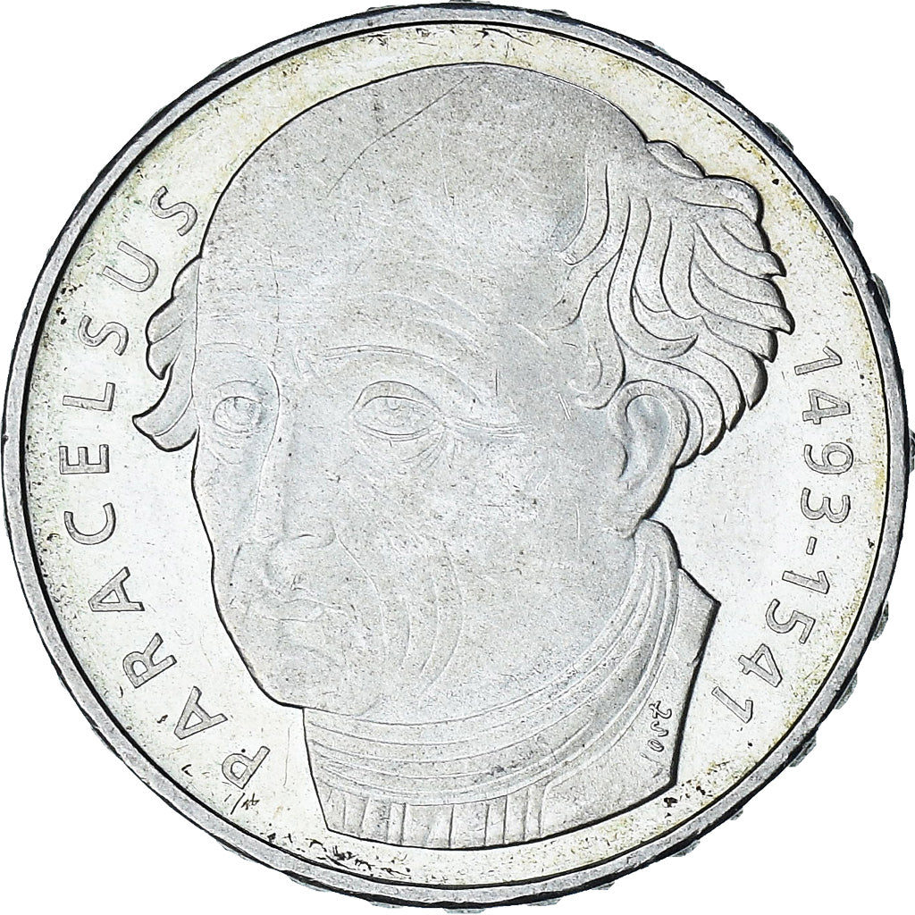 Szwajcaria, Paracelsus, 20 Francs, 1993, Bern, BE, MS(60-62), Srebro, KM:73
