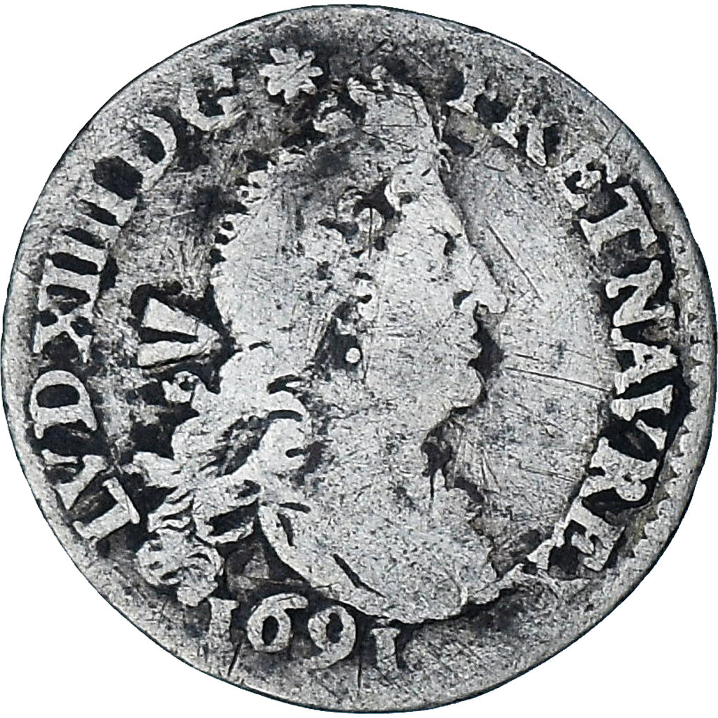 Frankrijk, Louis XIV, 4 Sols aux 2 L, 1691, Paris, FR, Zilver, Gadoury:106