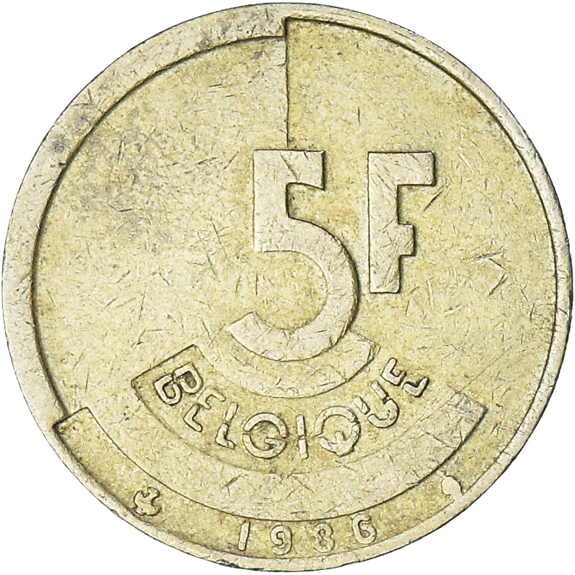 Belgien, Baudouin I, 5 Francs, 5 Frank, 1986, SS, Messing, KM:163