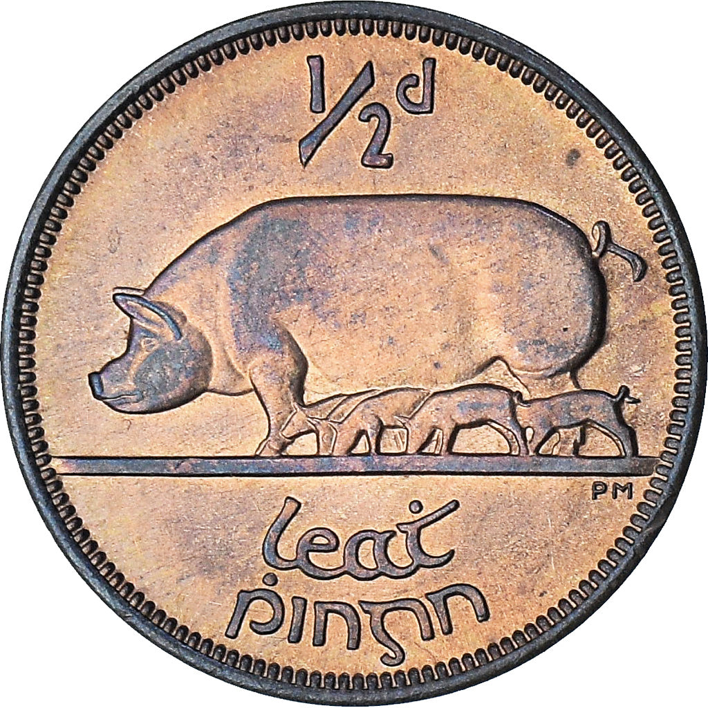 Ireland, 1/2 Penny, 1966, MS(64), Bronze, KM:10