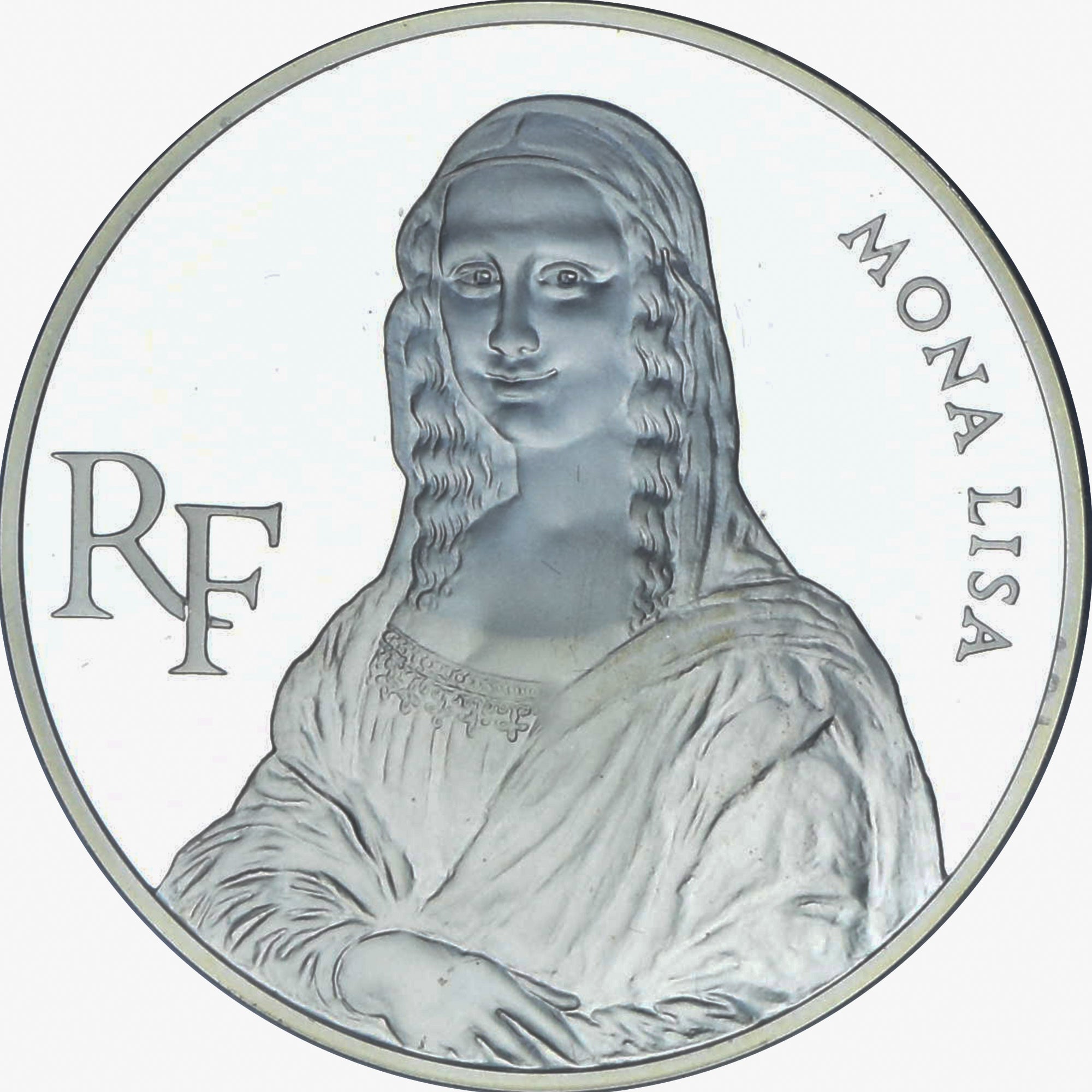 France, Mona Lisa, 100 Francs, 1993, Paris, Proof / BE, MS(65-70), Silver
