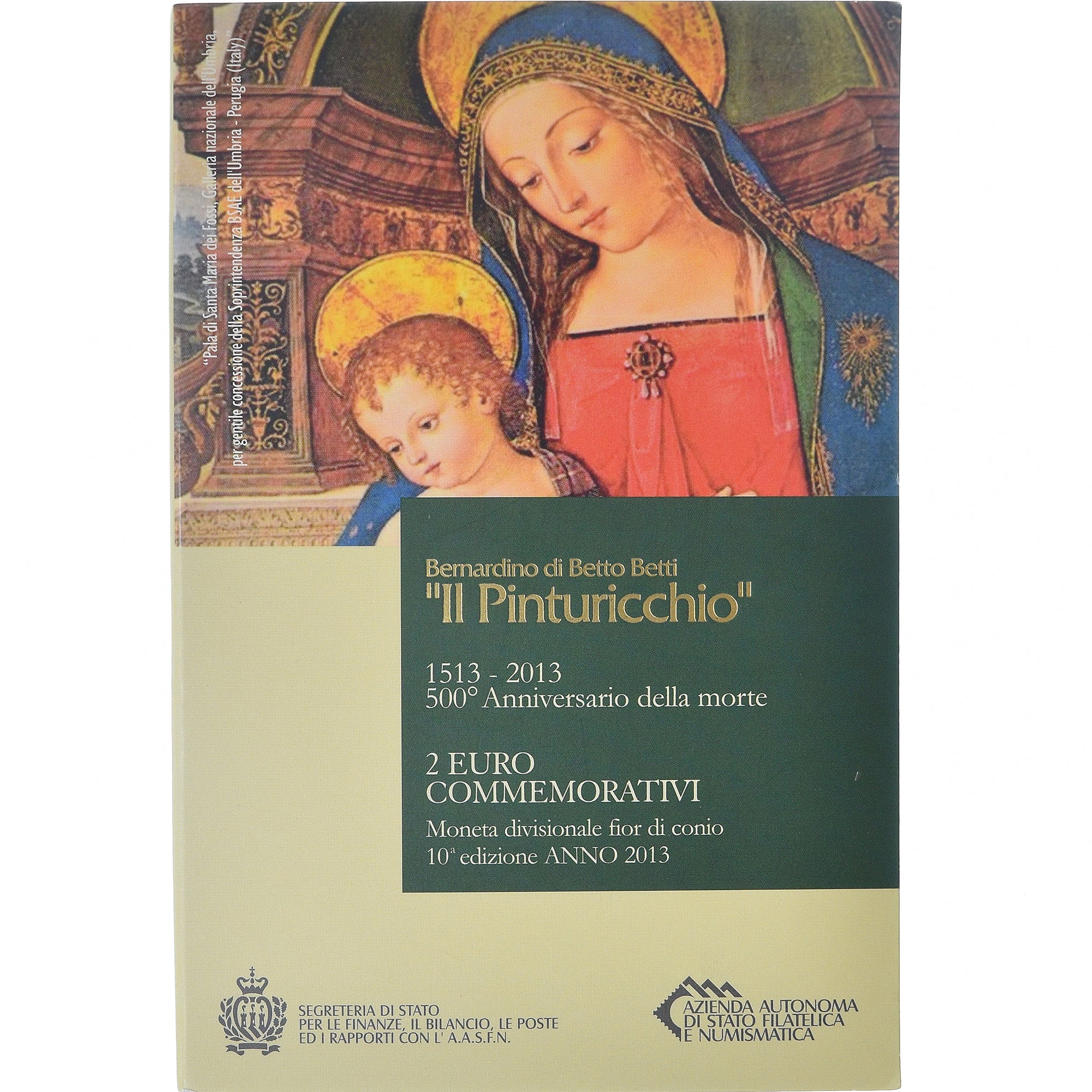 San Marino, 2 Euro, Il Pinturicchio, 2013, Rome, FDC, Bimetálico
