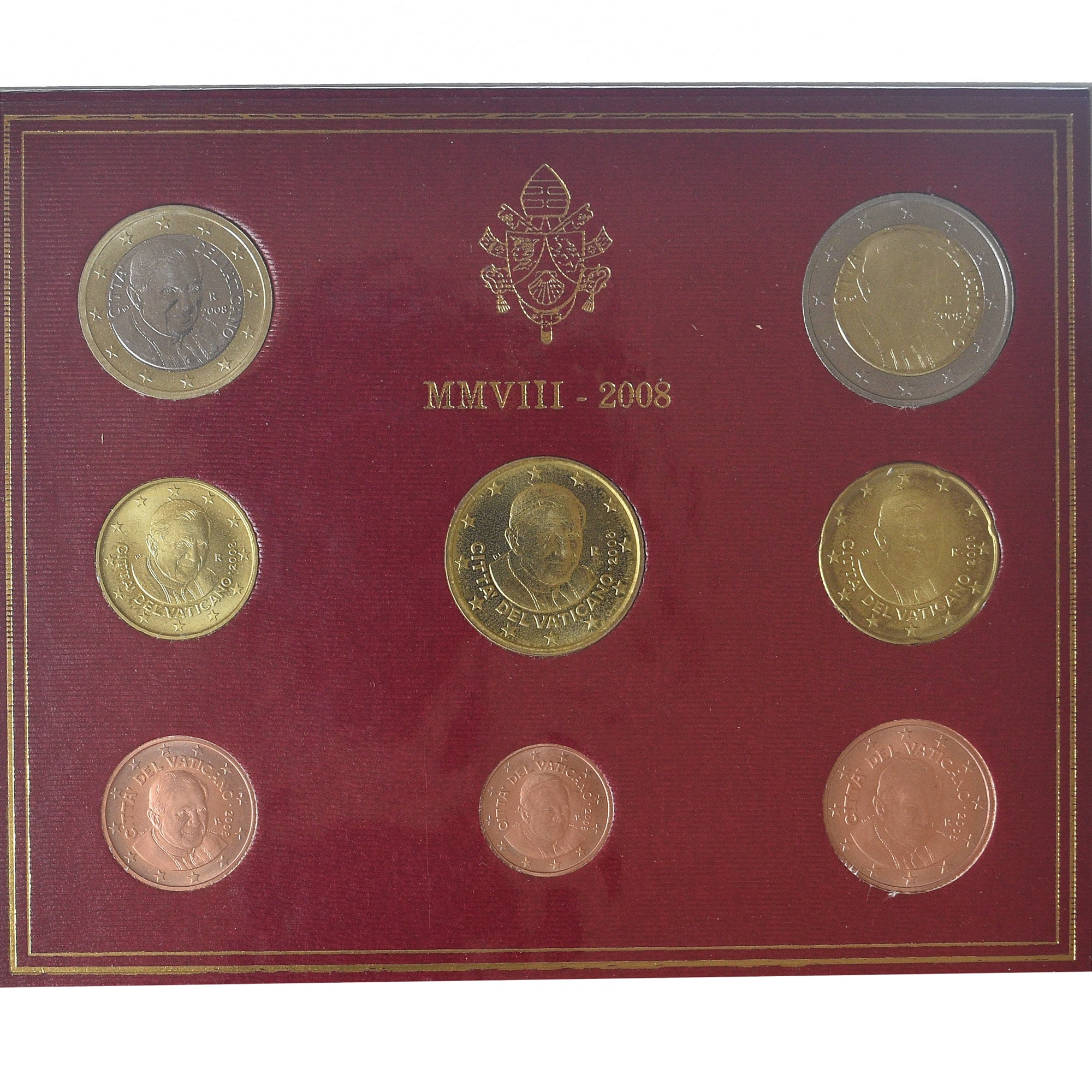 Vatican, Pape Benoit XVI, Set 1 ct. - 2 Euro, 2008, Rome, MS(65-70)