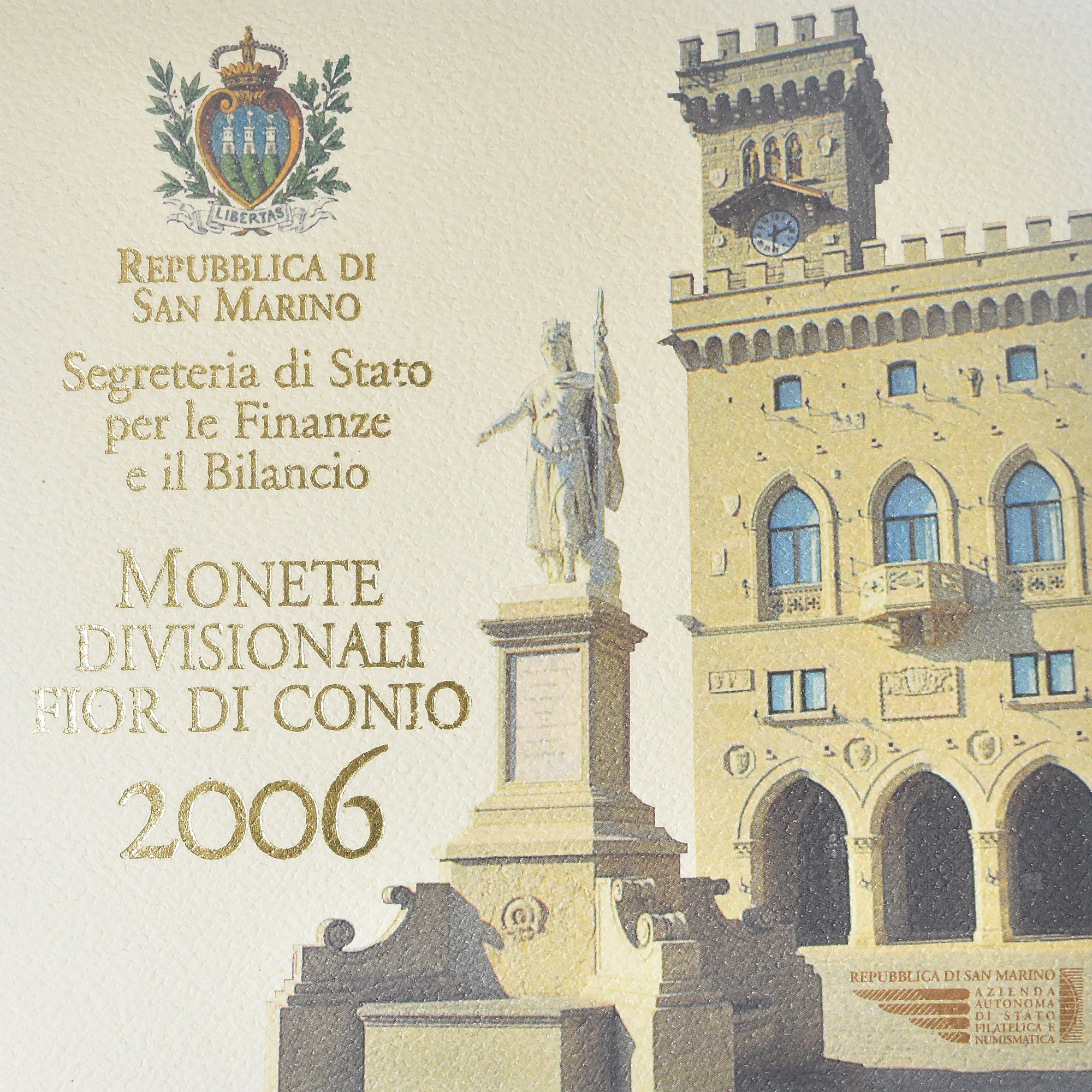 San Marino, Set 1 ct. - 5 Euro, Série Divisionnelle, 2006, Rome, Coin card.FDC