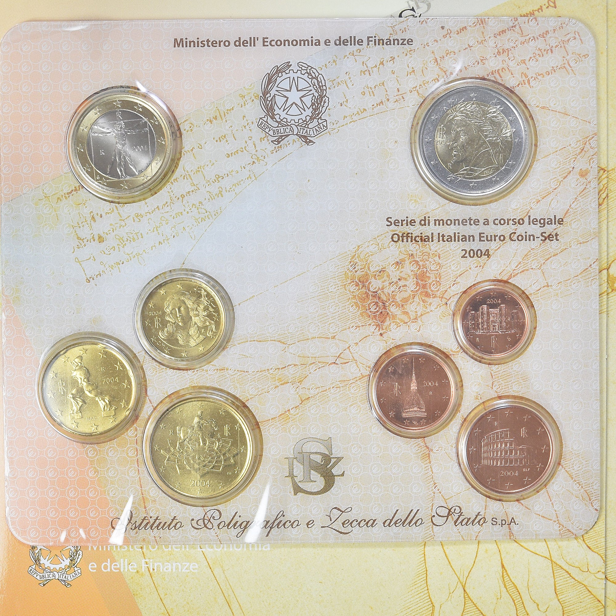 Italia, Set 1 ct. - 2 Euro, 2004, Rome, Coin card.FDC, FDC, N.C.