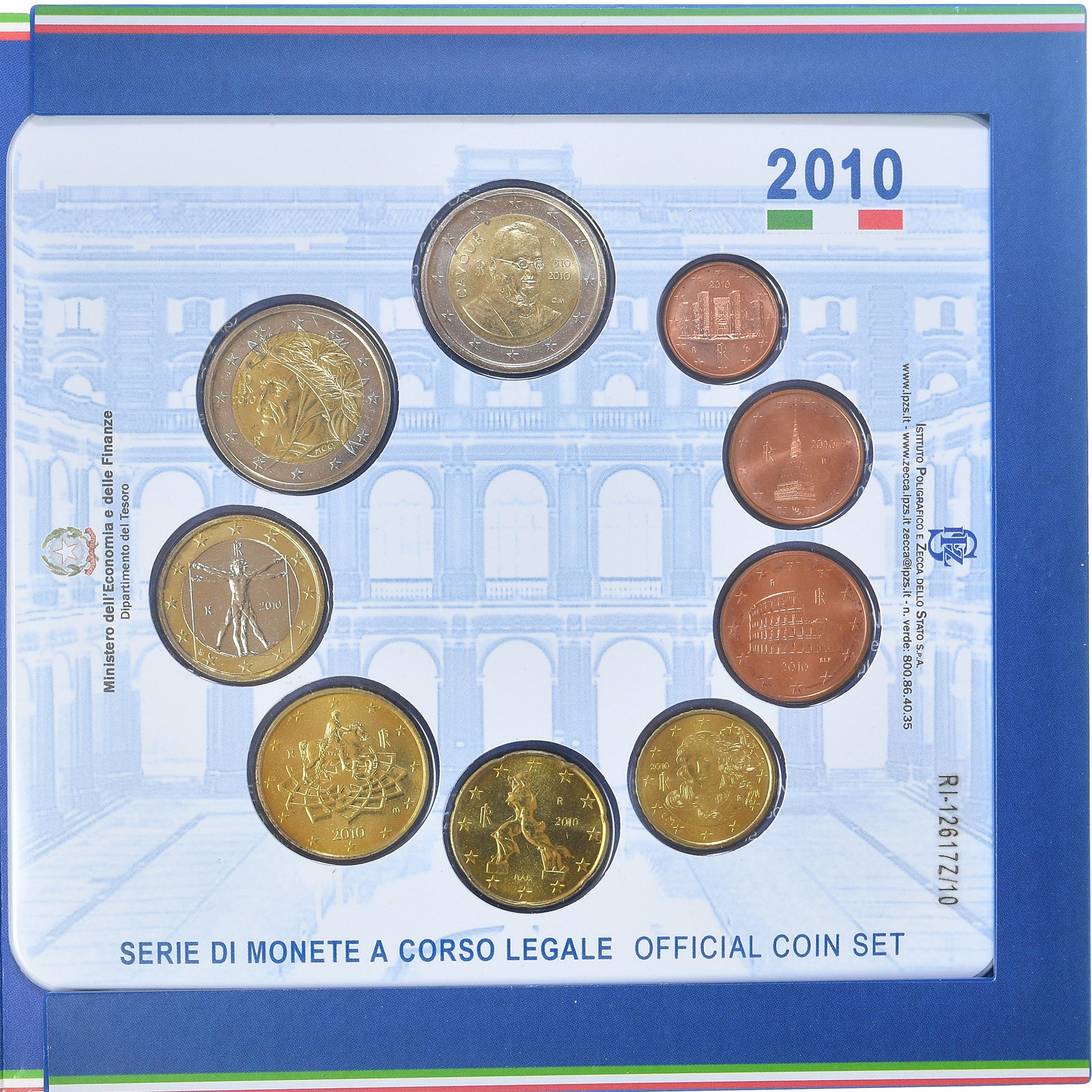 Italy, Set 1 ct. - 2 Euro, 2010, Rome, Coin card.FDC, MS(65-70)