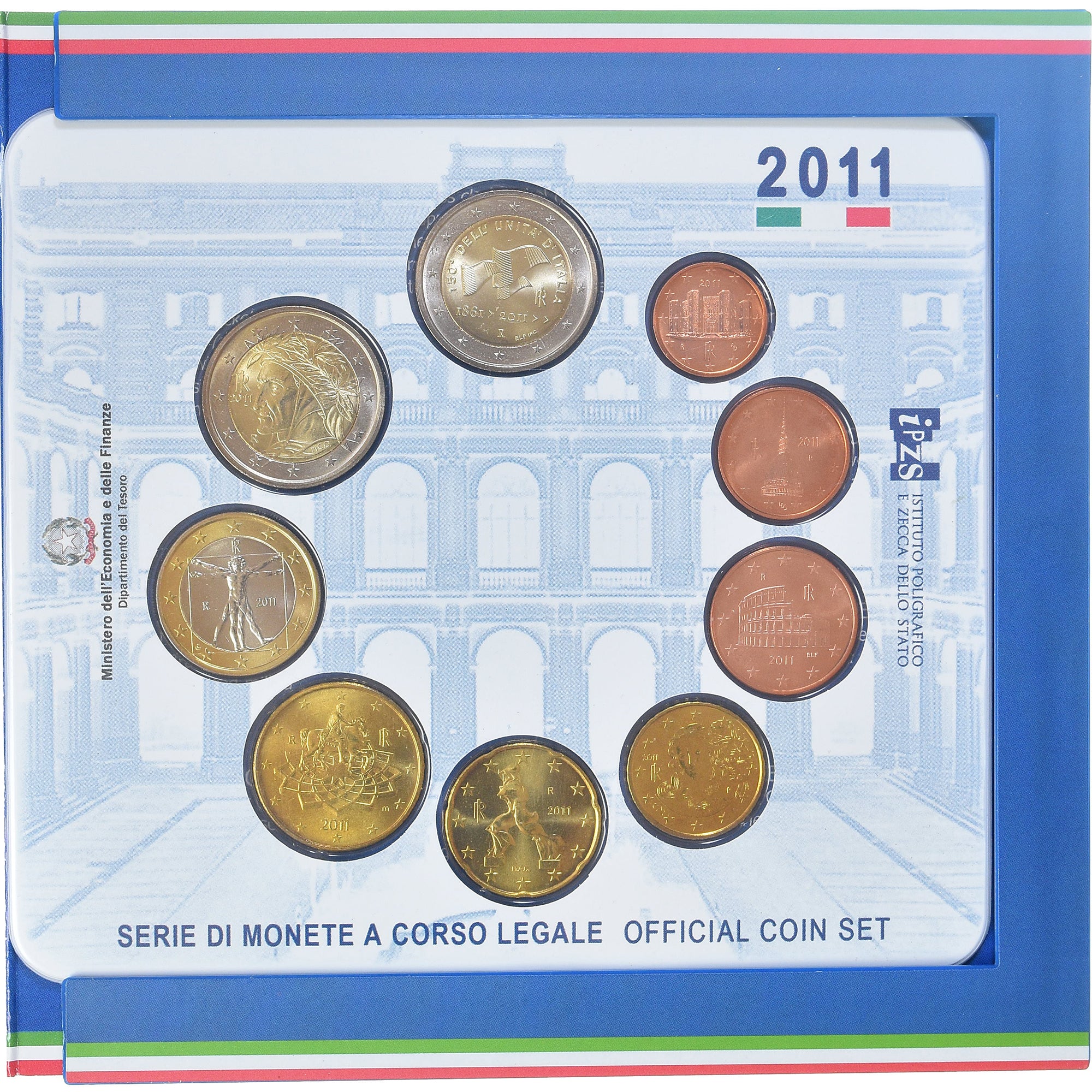 Itália, Set 1 ct. - 2 Euro, 2011, Rome, Coin card.FDC, MS(65-70), N/D