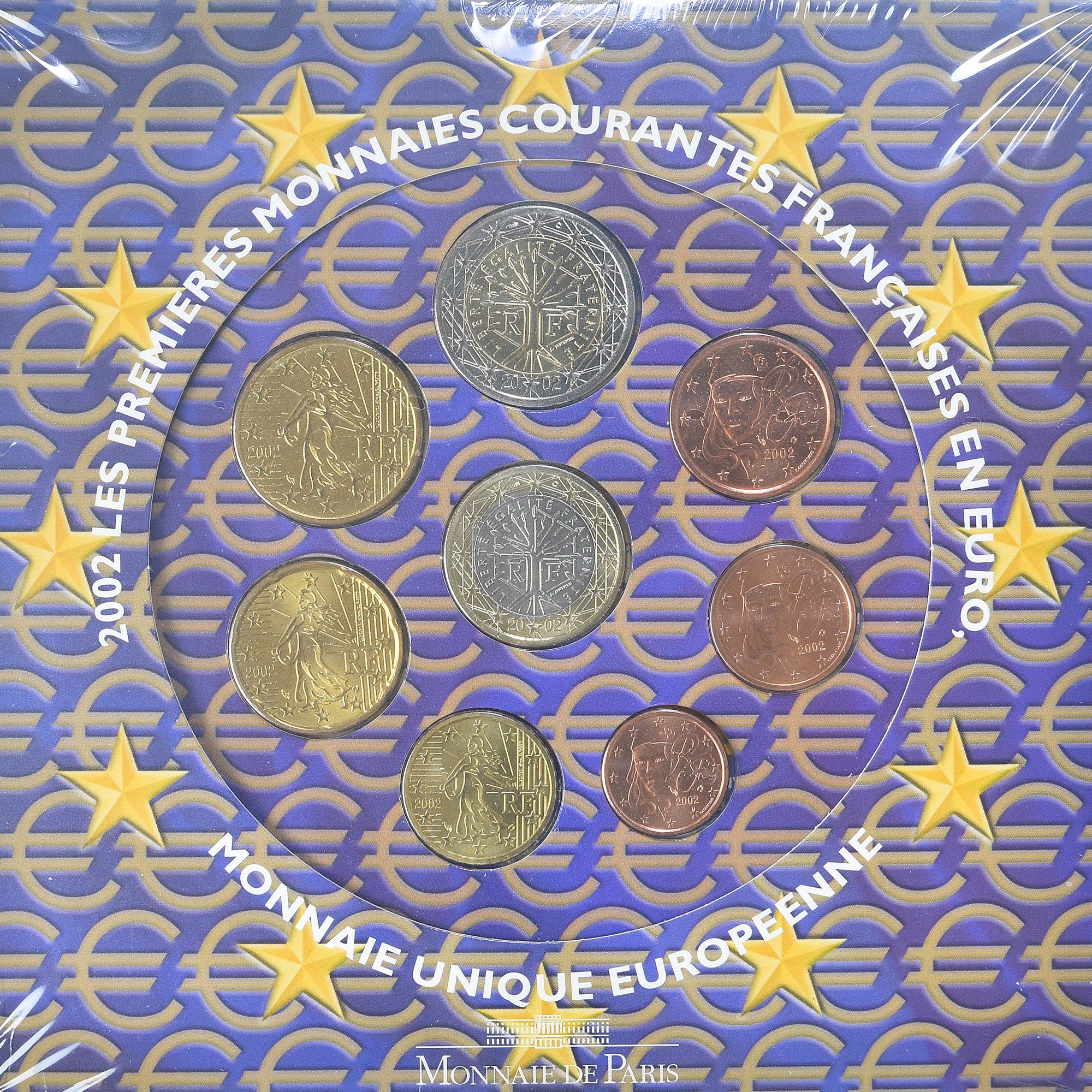 Frankreich, Coffret 1c. à 2€, 2002, Monnaie de Paris, FDC, STGL