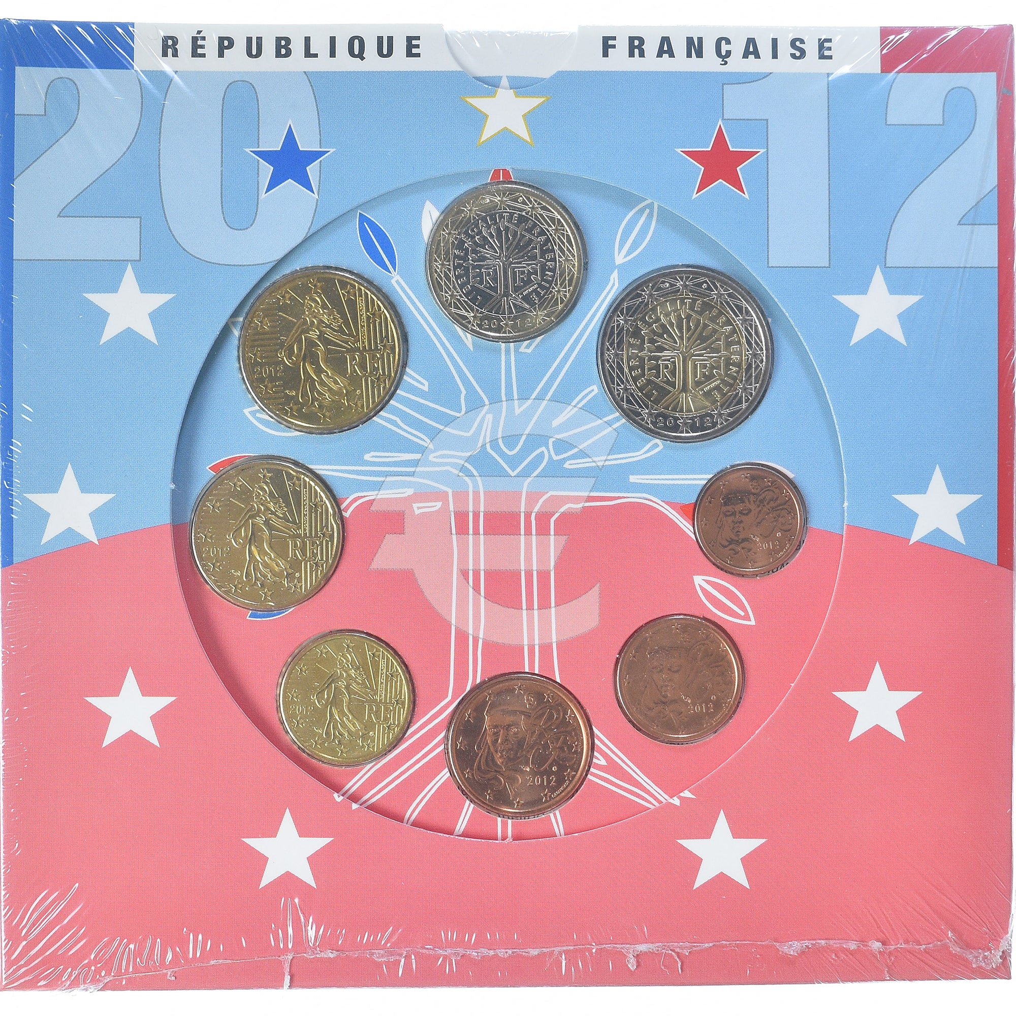 France, Coffret 1c. à 2€, 2012, Monnaie de Paris, FDC.BU, MS(65-70)