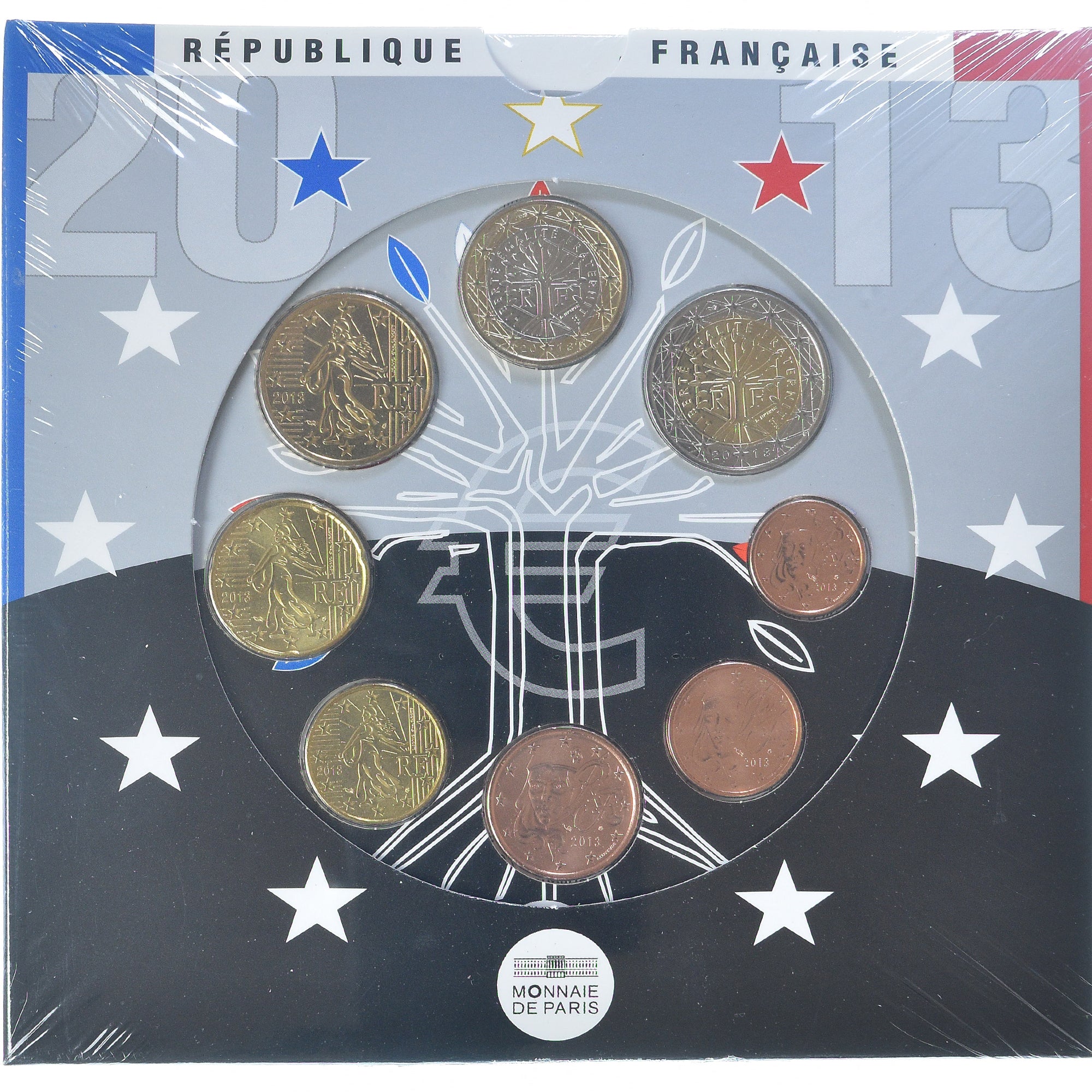 France, Coffret 1c. à 2€, 2013, Monnaie de Paris, FDC.BU, MS(65-70)