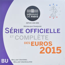 France, Coffret 1c. à 2€, 2015, Monnaie de Paris, FDC.BU, MS(65-70)