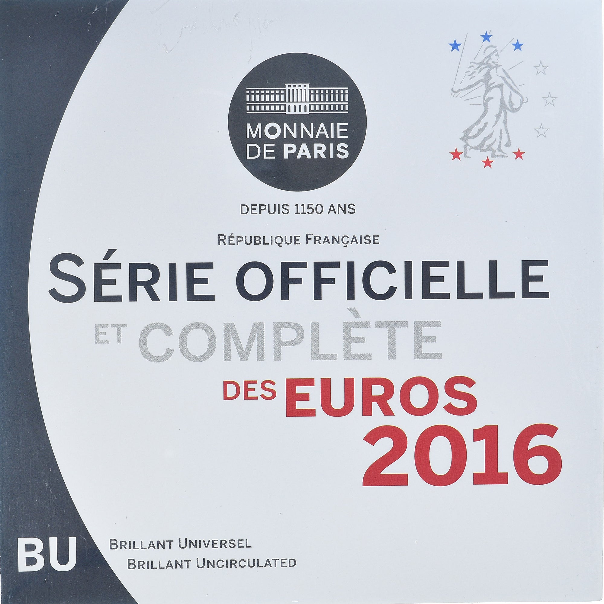 France, Coffret 1c. à 2€, 2016, Monnaie de Paris, FDC.BU, MS(65-70)
