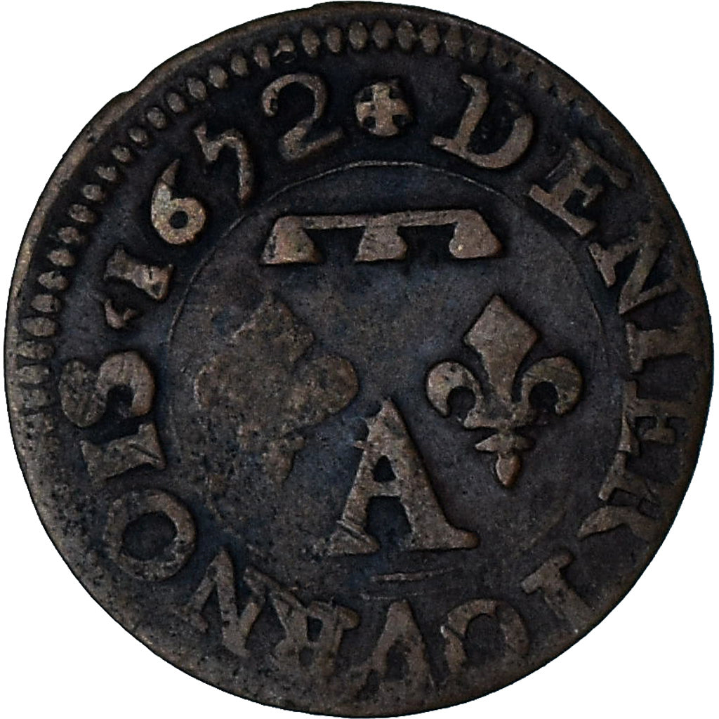 Principauté de Dombes, Gaston d'Orléans, Denier Tournois, 1652, Trévoux