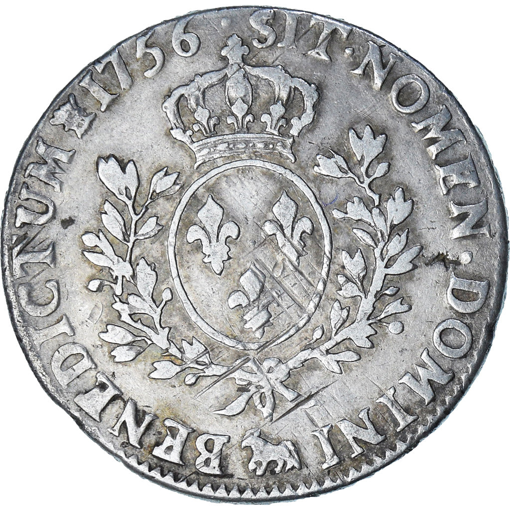 Frankrijk, Louis XV, Écu de Béarn au bandeau, 1756, Pau, FR+, Zilver