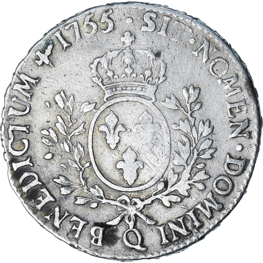 Frankrijk, Louis XV, Écu au bandeau, 1755, Perpignan, FR, Zilver, Gadoury:322