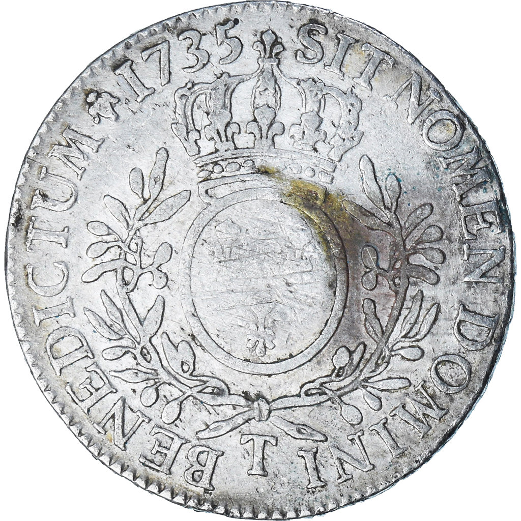 Frankrijk, Louis XV, Ecu aux branches d'olivier, 1735, Nantes, FR+, Zilver