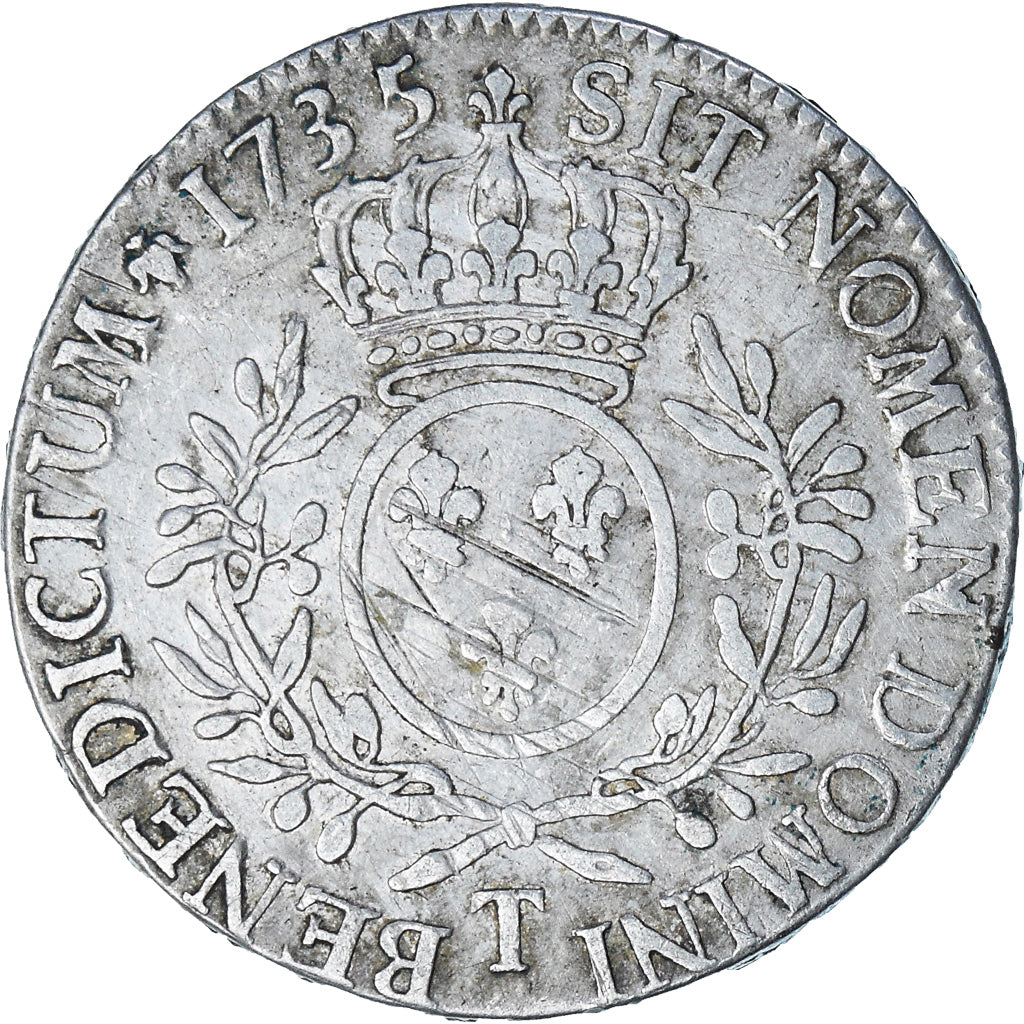 France, Louis XV, Ecu aux branches d'olivier, 1735, Nantes, VF(20-25), Silver