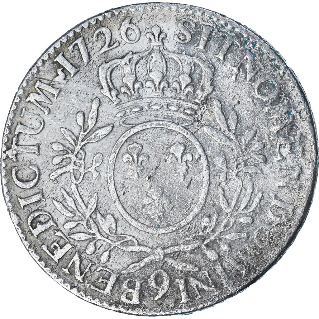 France, Louis XV, Ecu aux branches d'olivier, 1726, Rennes, VF(20-25), Silver