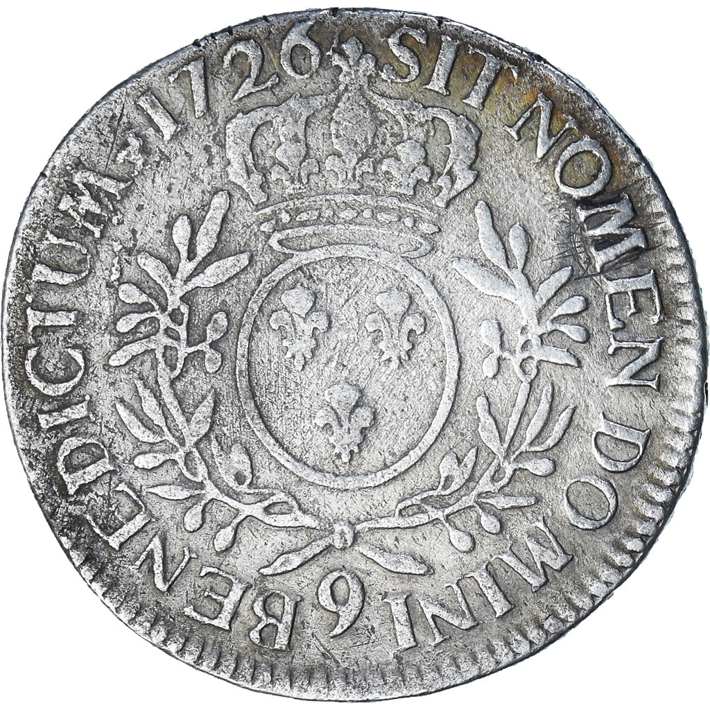 France, Louis XV, Ecu aux branches d'olivier, 1726, Rennes, VF(20-25), Silver
