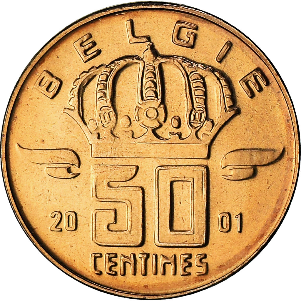Belgium, Albert II, 50 Centimes, 2001, Brussels, série FDC, MS(65-70), Bronze