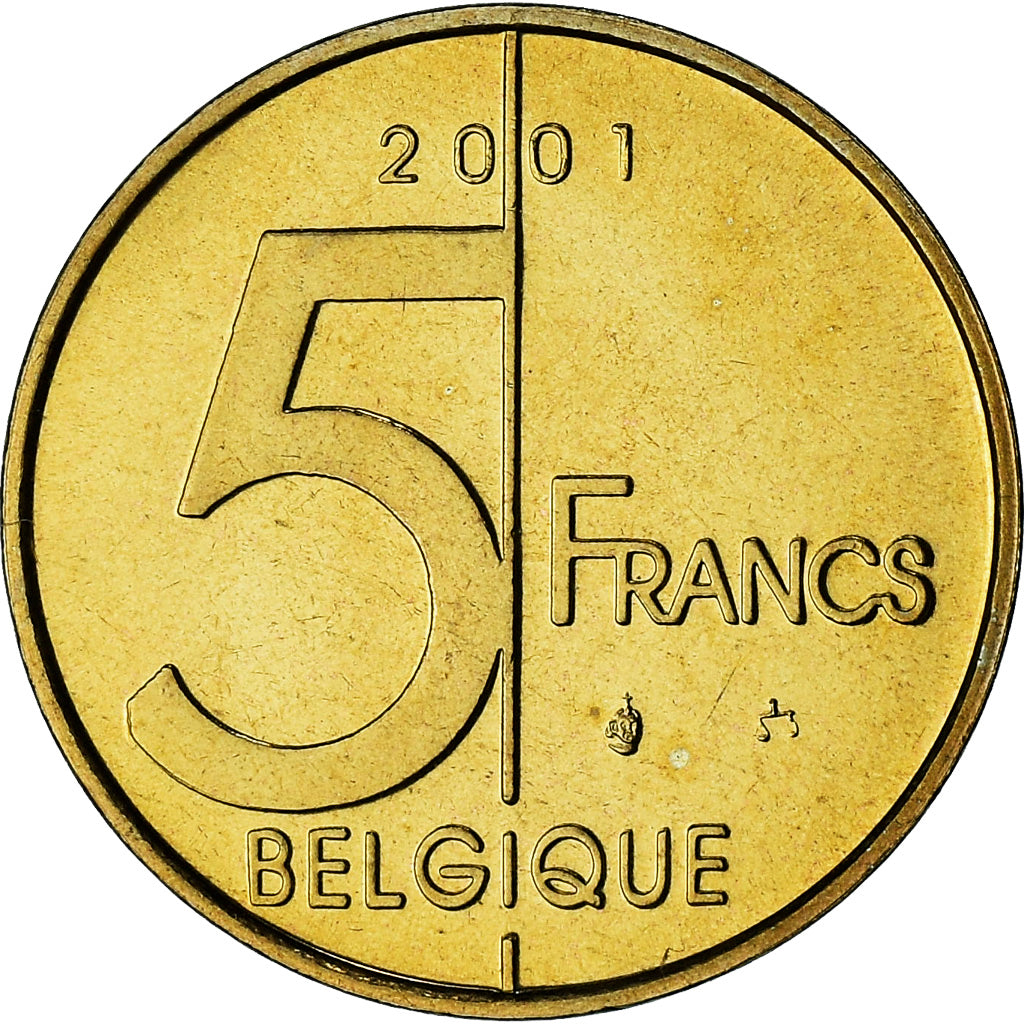 Belgium, Albert II, 5 Francs, 5 Frank, 2001, série FDC, MS(65-70)